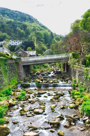 The view of the West Lyn River from the bridge looking back up the gorge