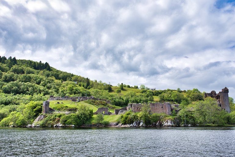 The view of Urquhart Castle from the loch