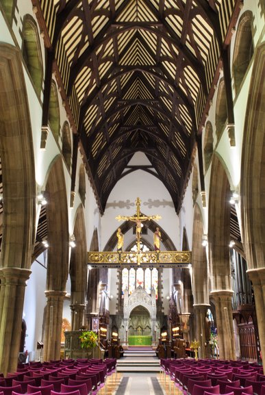 The beautifully restored inside of the Cathedral.