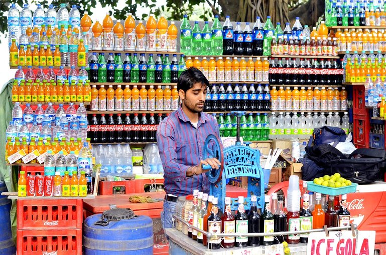 Store selling bottled water in India