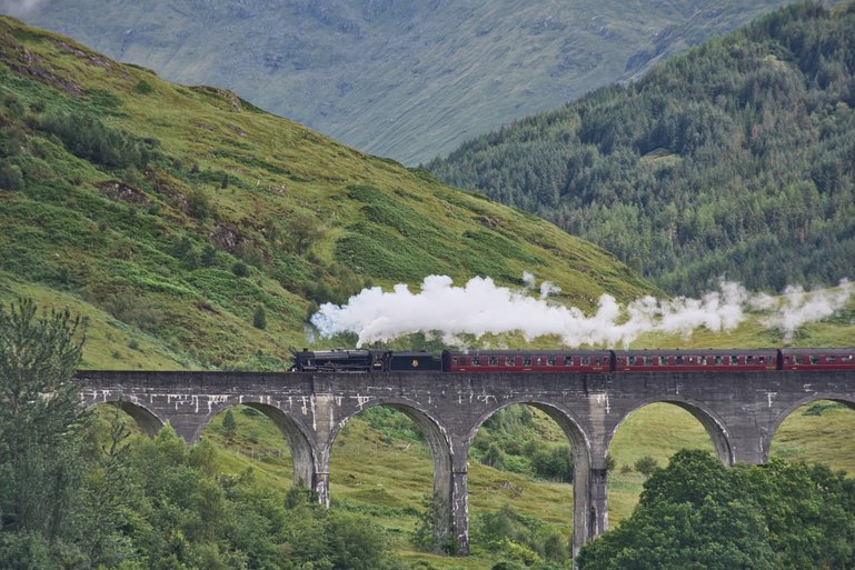 The train passes over the Viaduct