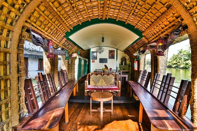 Houseboat interior, Alleppey, Kerala