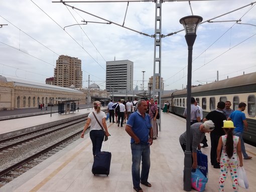 Crossing the Georgia-Azerbaijan border by train