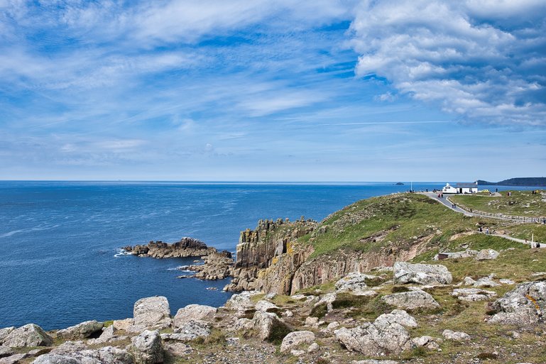 Looking along the coast toward the first and last Shop at Land's End