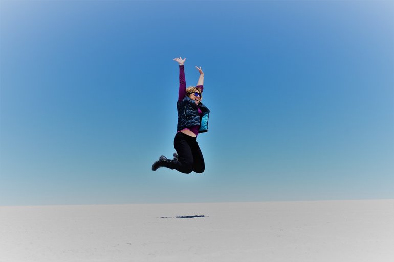 Me at Uyuni Salt Pans, Bolivia