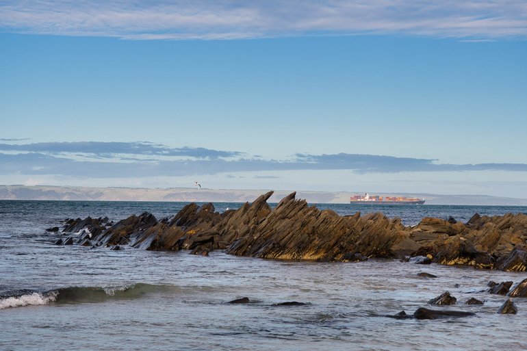 The busy shipping lane between Kangaroo Island and the mainland