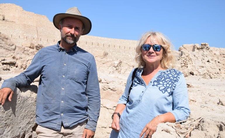 Sue and Steffen at the Dilmun Dig, Bahrain Fort
