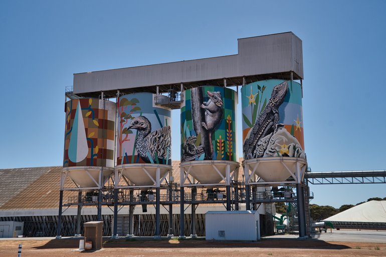 The large Newdegate Silo Art can be viewed from an equally large car park.
