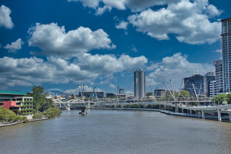 Kurilpa Bridge is one of the pedestrian bridges crossing the river