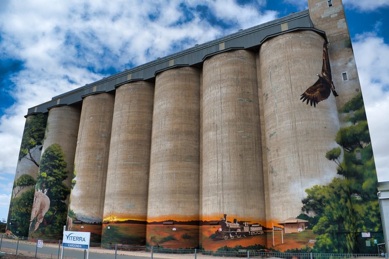 The silos are so big that you have to get photos from both sides