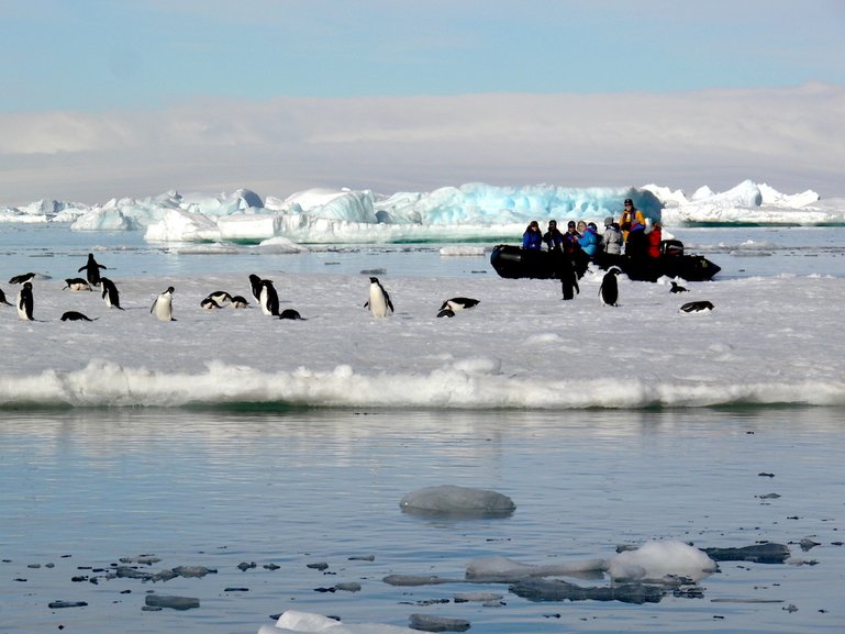 A Zodiac cruise in Antarctica