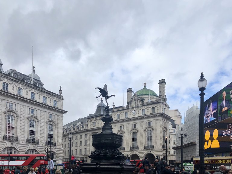 Picadilly Circus breaks up your walk