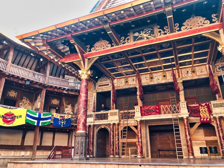 Inside the Globe looking at the stage