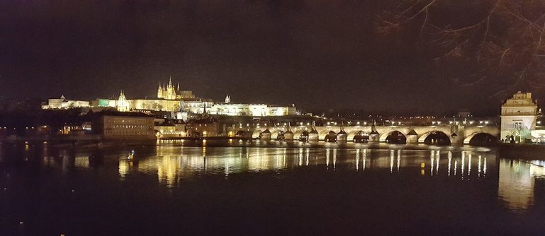 The historic Charles Bridge connects Prague Castle to the Old Town.