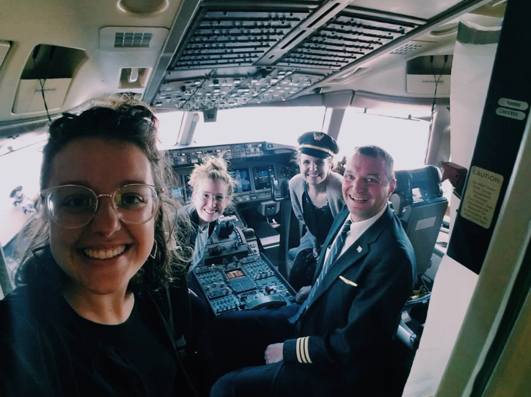 Me (in the hat!) and some pals had our friends dad fly us home from Beijing! 