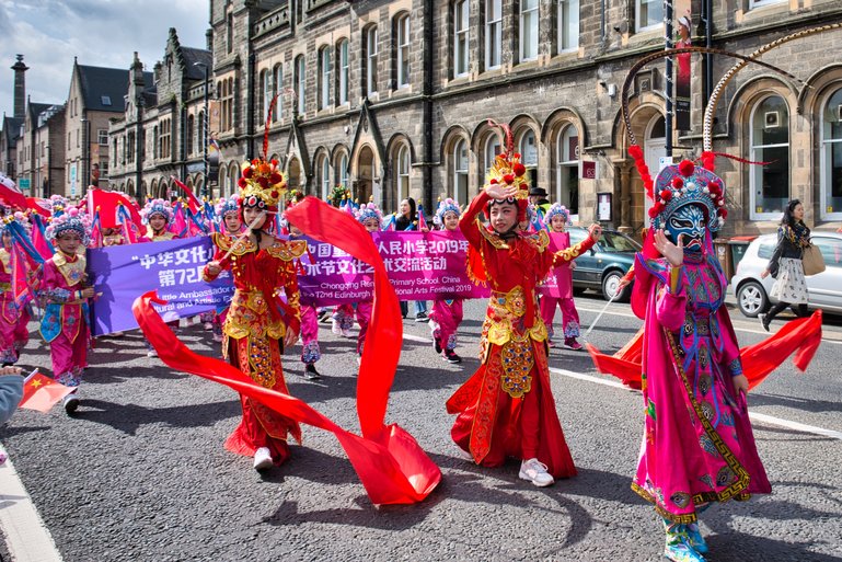 One of the groups of Chinese performers