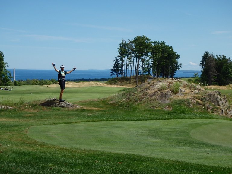 Mountain biking trails are adjacent to Greywalls Golf Club, overlooking Lake Superior