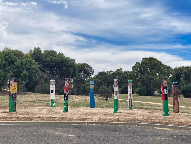 Totem Poles beside the car park.