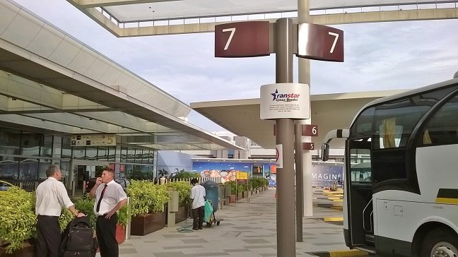 The coach stand outside Terminal 4 Arrival Hall at Singapore Changi Airport.