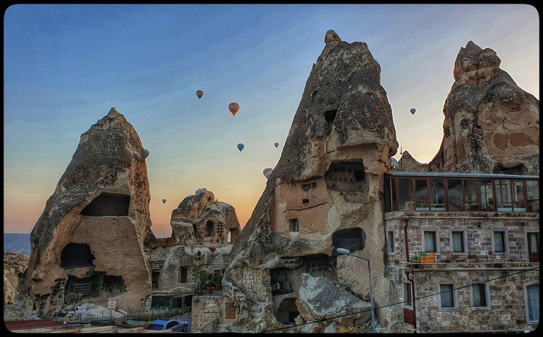 Early morning, sunrise and balloons