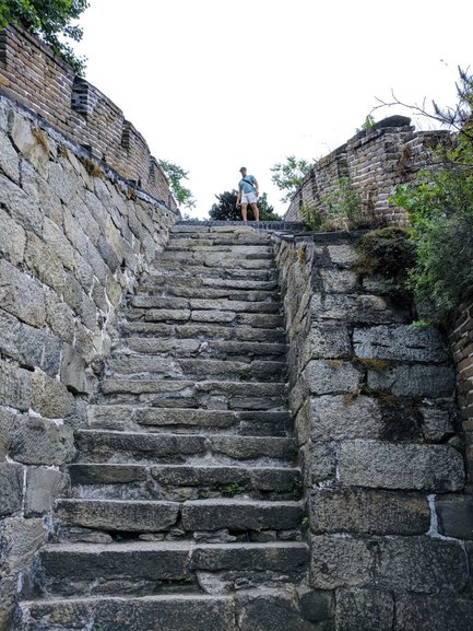 The steps on the Mutianyu Great Wall section are very steep. They make for a challenging and invigorating hike