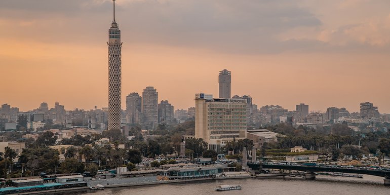 Amazing top view of Cairo Nile River