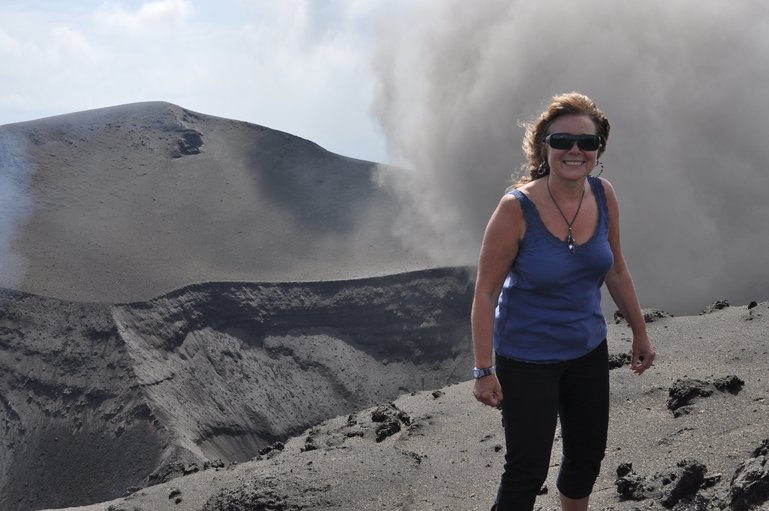 On the edge of the exploding crater at Mount Yasur, Vanuatu
