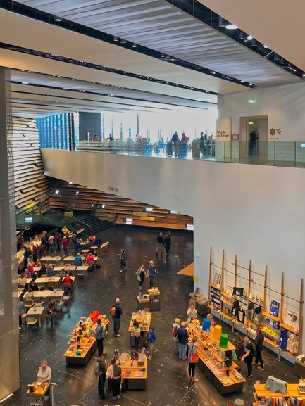 A view of the two cafes and gift shop on the ground floor