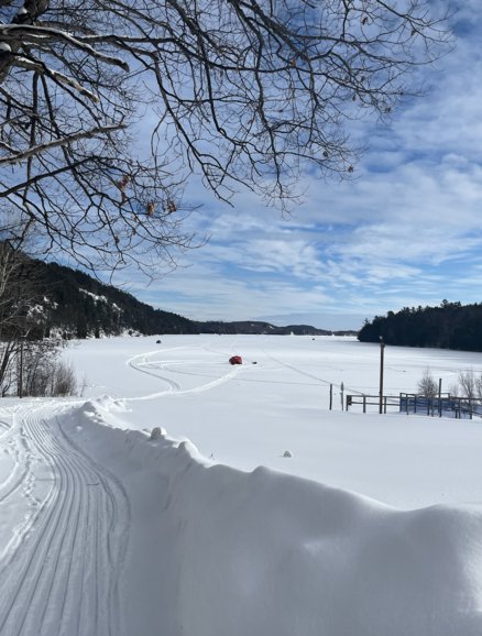 Groomed trails with views of Teal Lake, Al Quaal Rec. area
