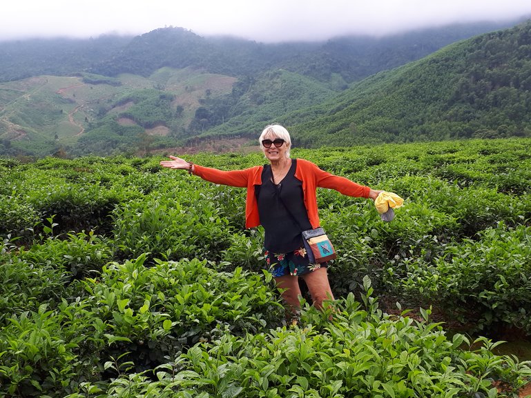 Marie in the tea fields