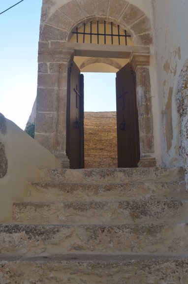 Entrance door of the Chryssoskalitissa monastery