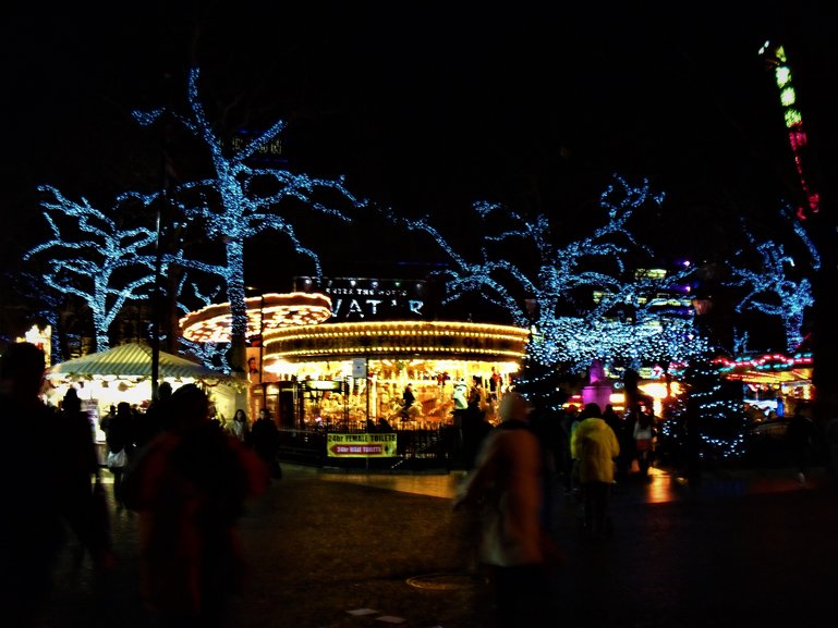 Leicester Square in the evening during Christmas time. How beautiful does it look