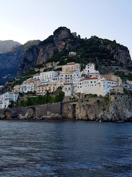 Amalfi panorama dominated by the Tower of Ziro top center