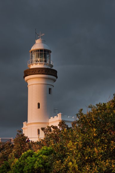 The colours of the first light hitting the Cape Byron Lighthouse