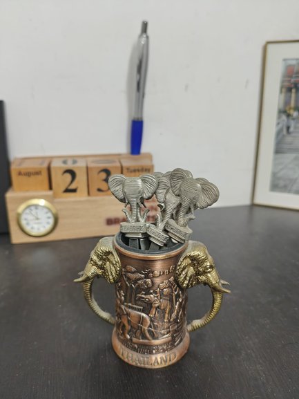 Thai Metal Elephant Cocktail Pick and Holder Set