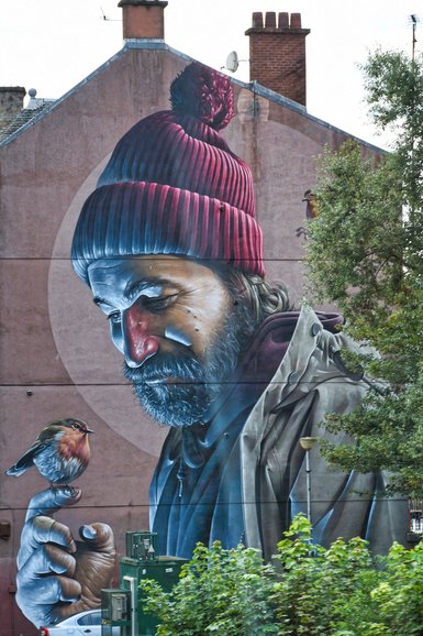 St Mungo and the Robin on Main Street in Glasgow