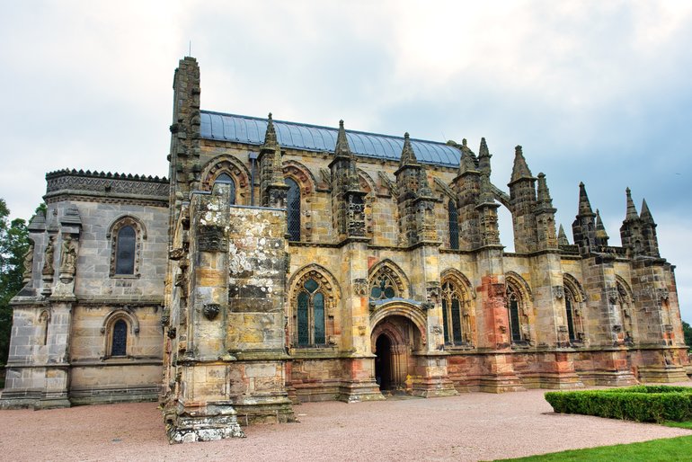 The intricate stonework of Roslyn Chapel