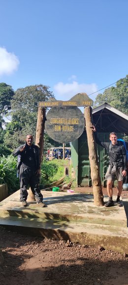 At the Mweka Gate after your Descend  down the from the Peak