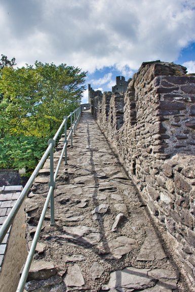 The steep and uneven ground on a steep part of the Wall