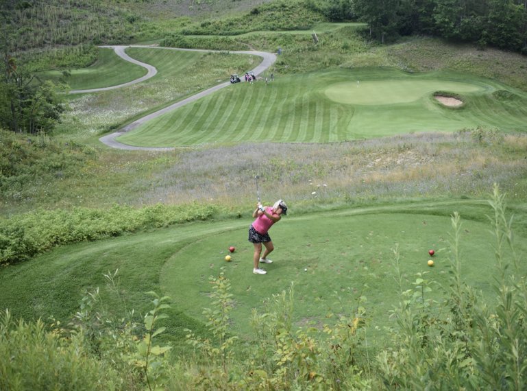 Signature elevated tee boxes at Treetops Resort