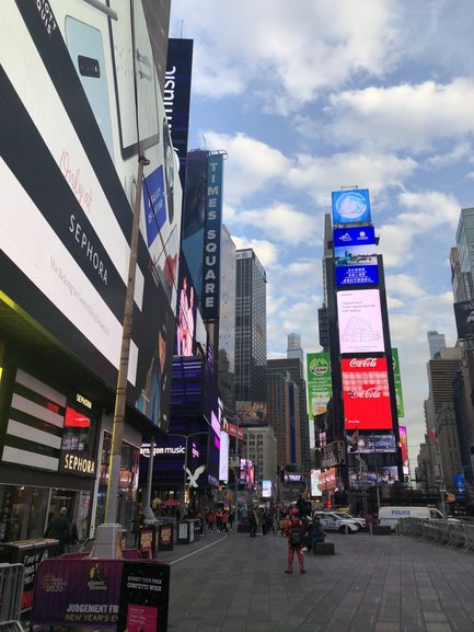 Times Square quiet in the early morning