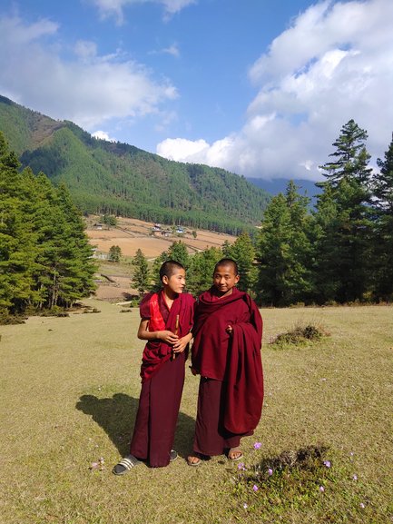 Monk at  hiking trail, Bhutan.