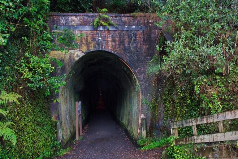 The very long and dark tunnel that has lighting from the roof every 20 metres or so. You can just see the light at the end of the tunnel