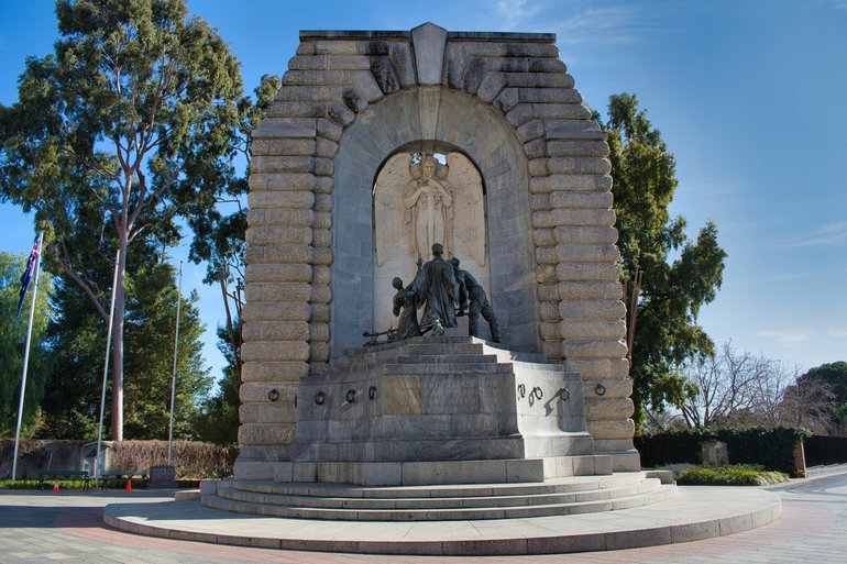The National War Memorial monument on the corner of North Terrace and Kintore Avenue