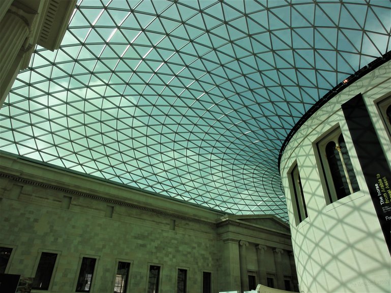 The amazing glass-roofed foyer of the British Museum