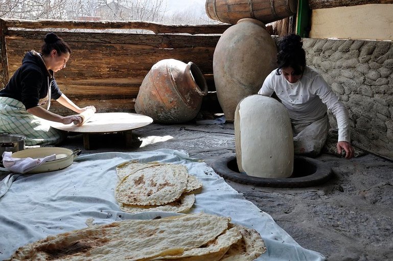 Lavash making process