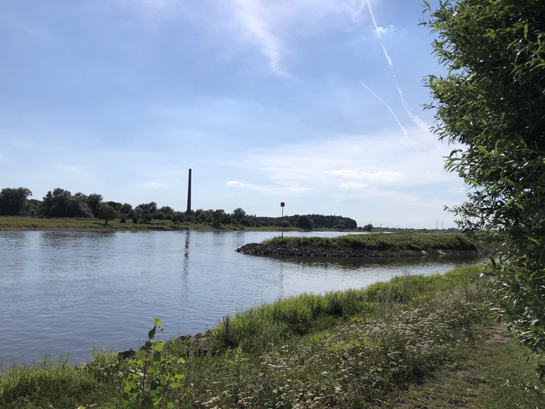 River IJssel in Veessen, Heerde. Walk among the river of cycle on the dikes.