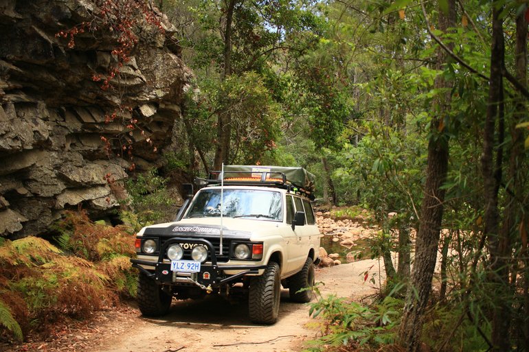 Driving over the river after the picnic spot