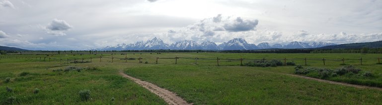 Panorama with Wyoming's Grand Tetons in the background