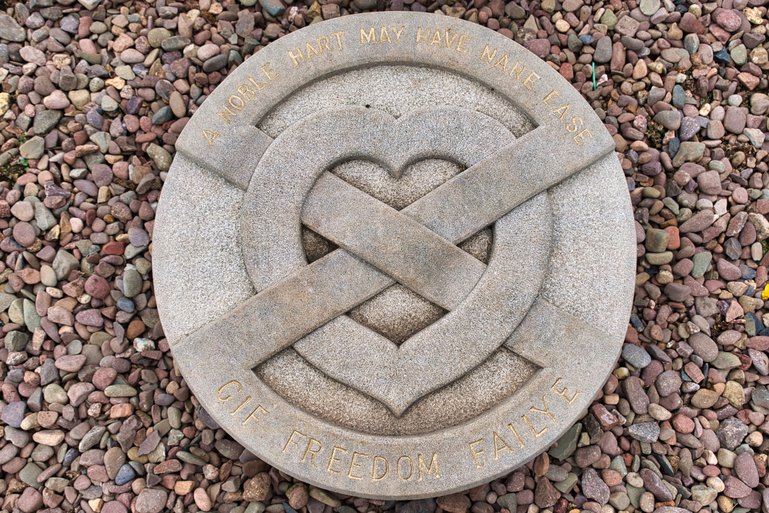 The stone marker, which represents where Robert the Bruce's heart, was buried